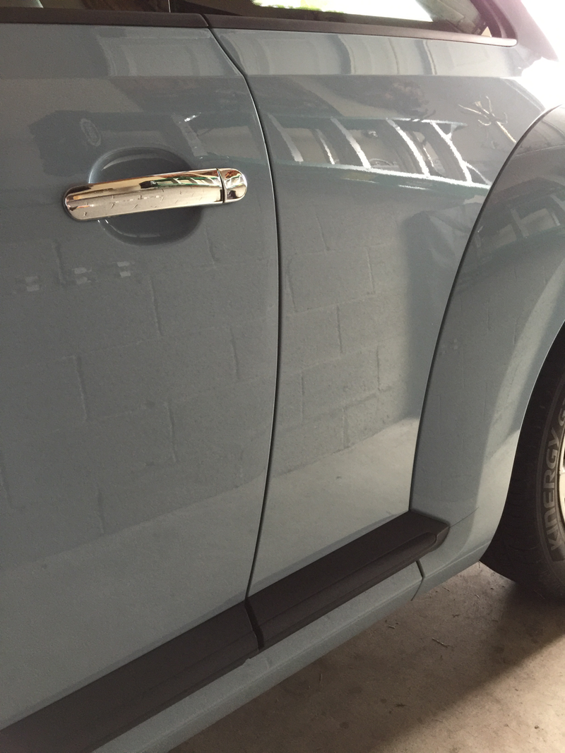 test fit of whatwill be the after - also running a piece of chrome tape along the indented portion of the body molding